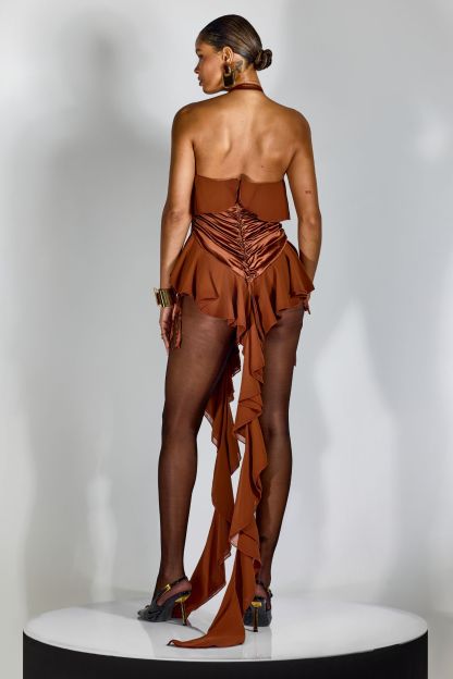 Elena Halter Neck Ruffled Bodysuit