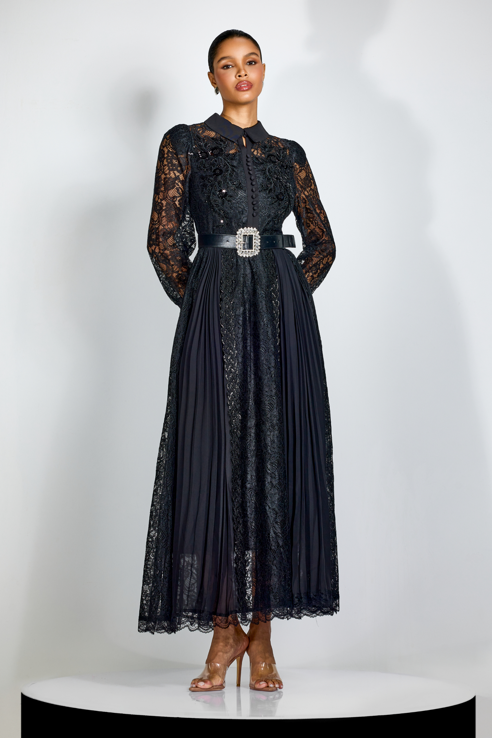 Serena Beaded Embroidered Lace Maxi Dress