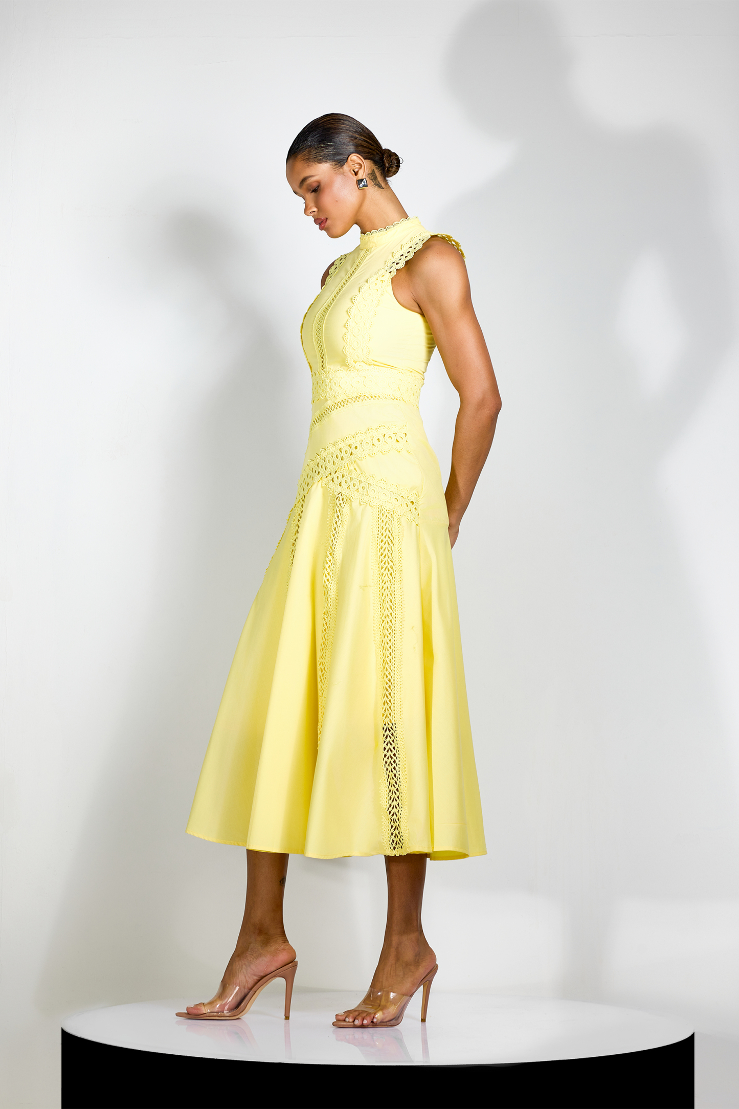 Diana Embroidered Lace Sleeveless Midi Dress