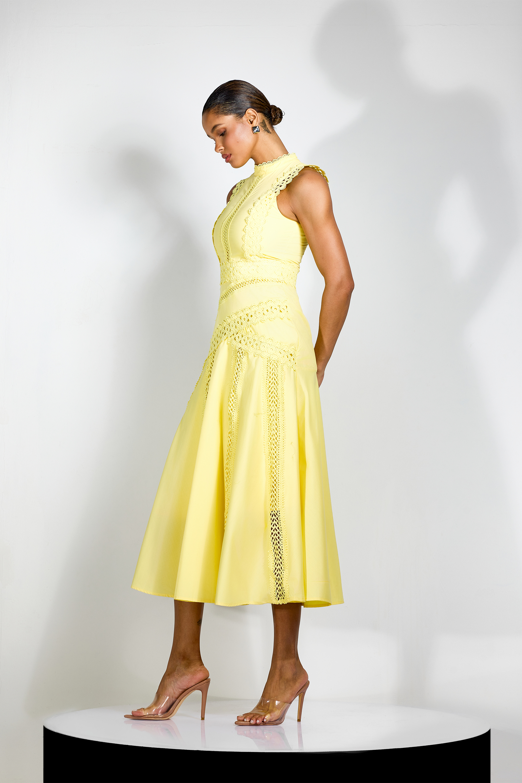 Diana Embroidered Lace Sleeveless Midi Dress