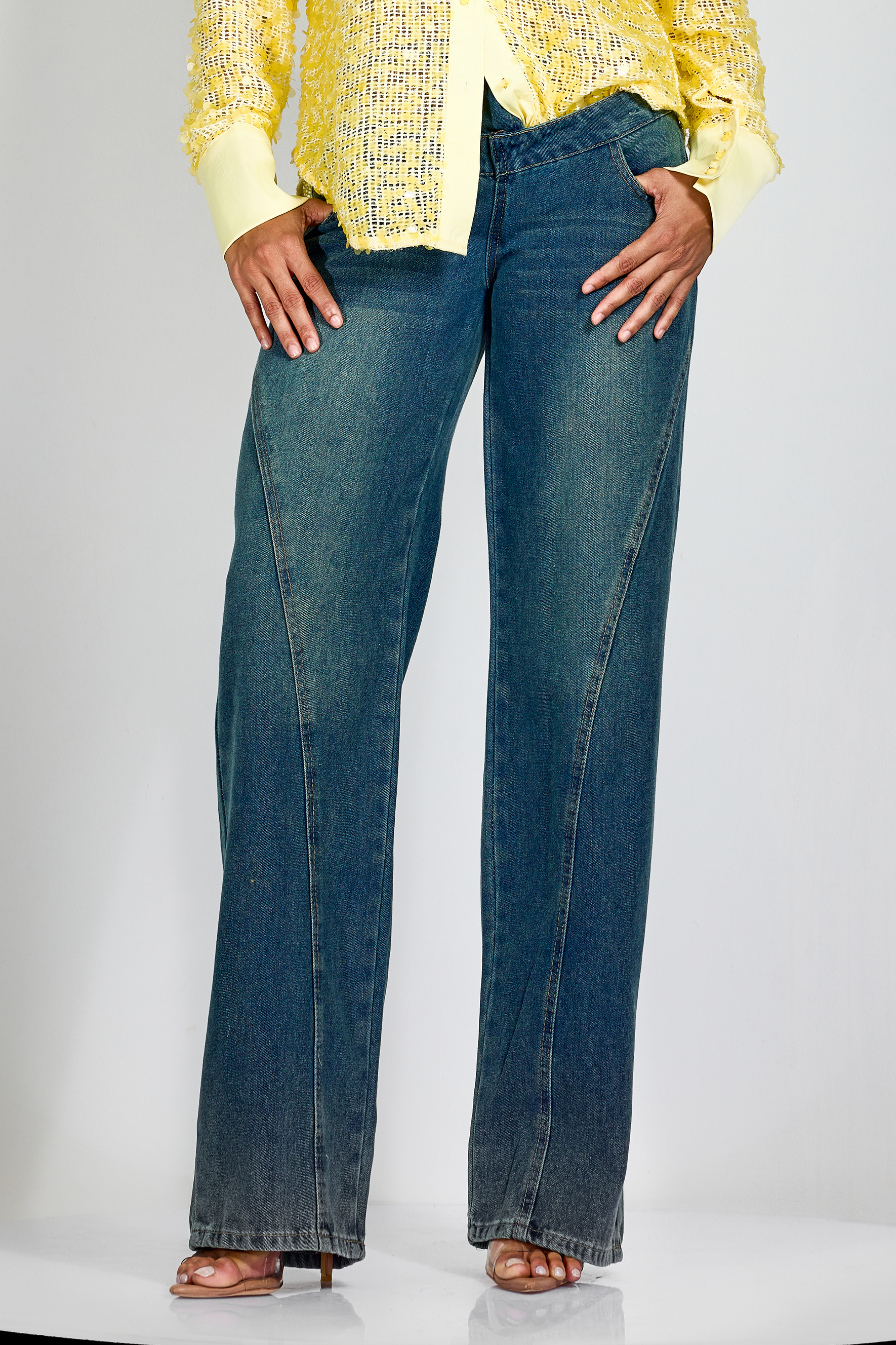 Janice V Waist Tie-Up Denim Jeans