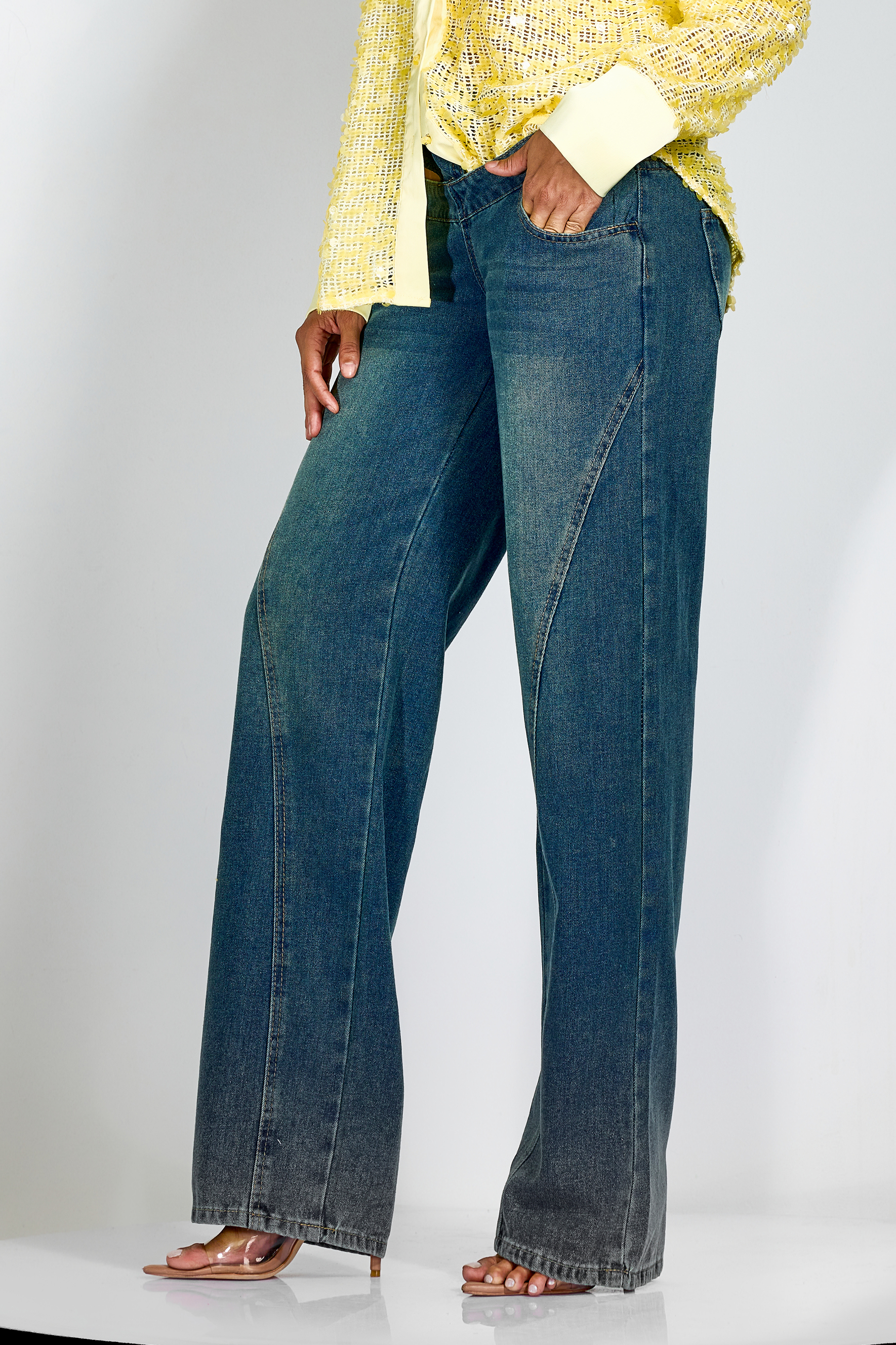 Janice V Waist Tie-Up Denim Jeans