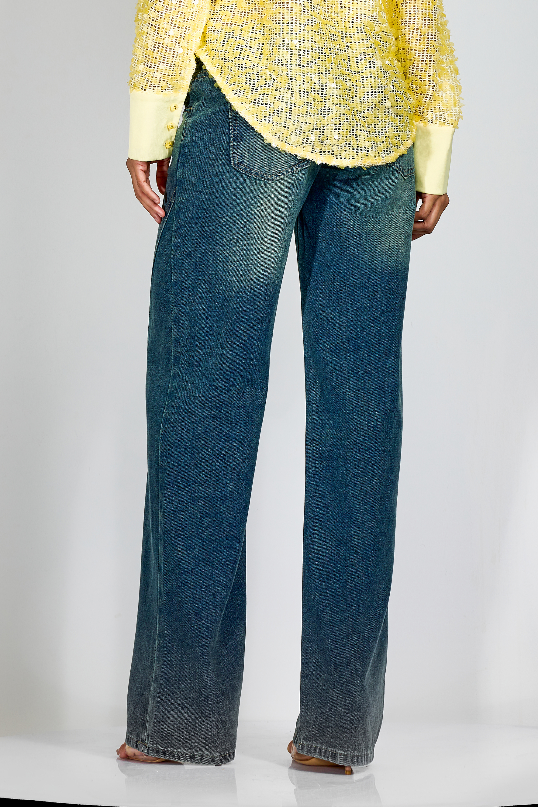 Janice V Waist Tie-Up Denim Jeans