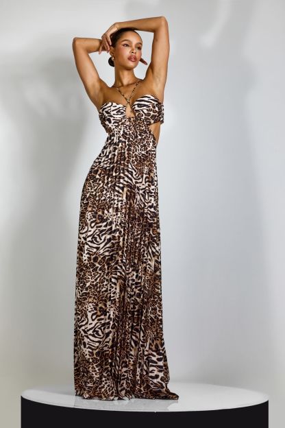 Megan Leopard Print Cutout Maxi Dress