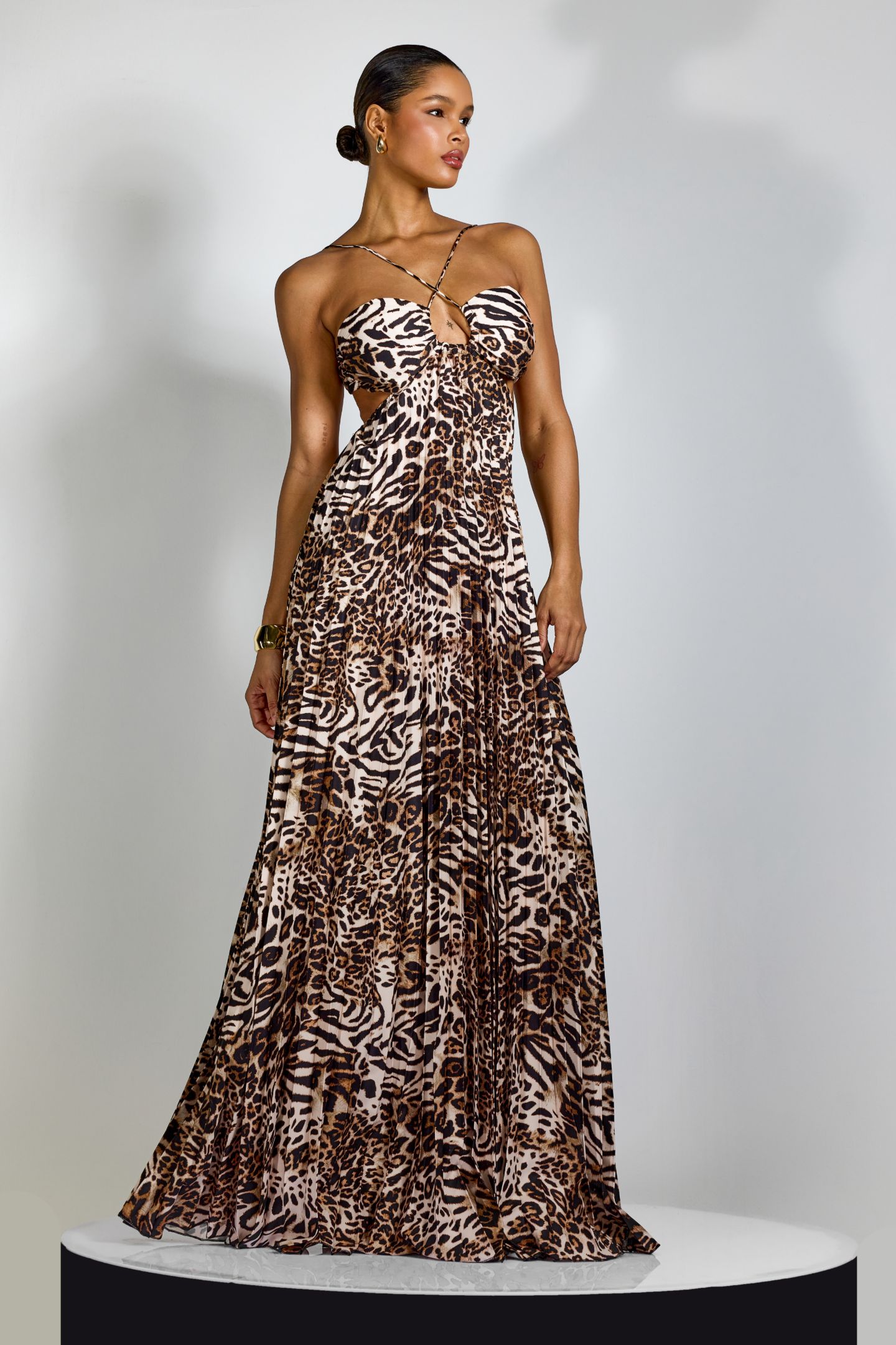 Megan Leopard Print Cutout Maxi Dress