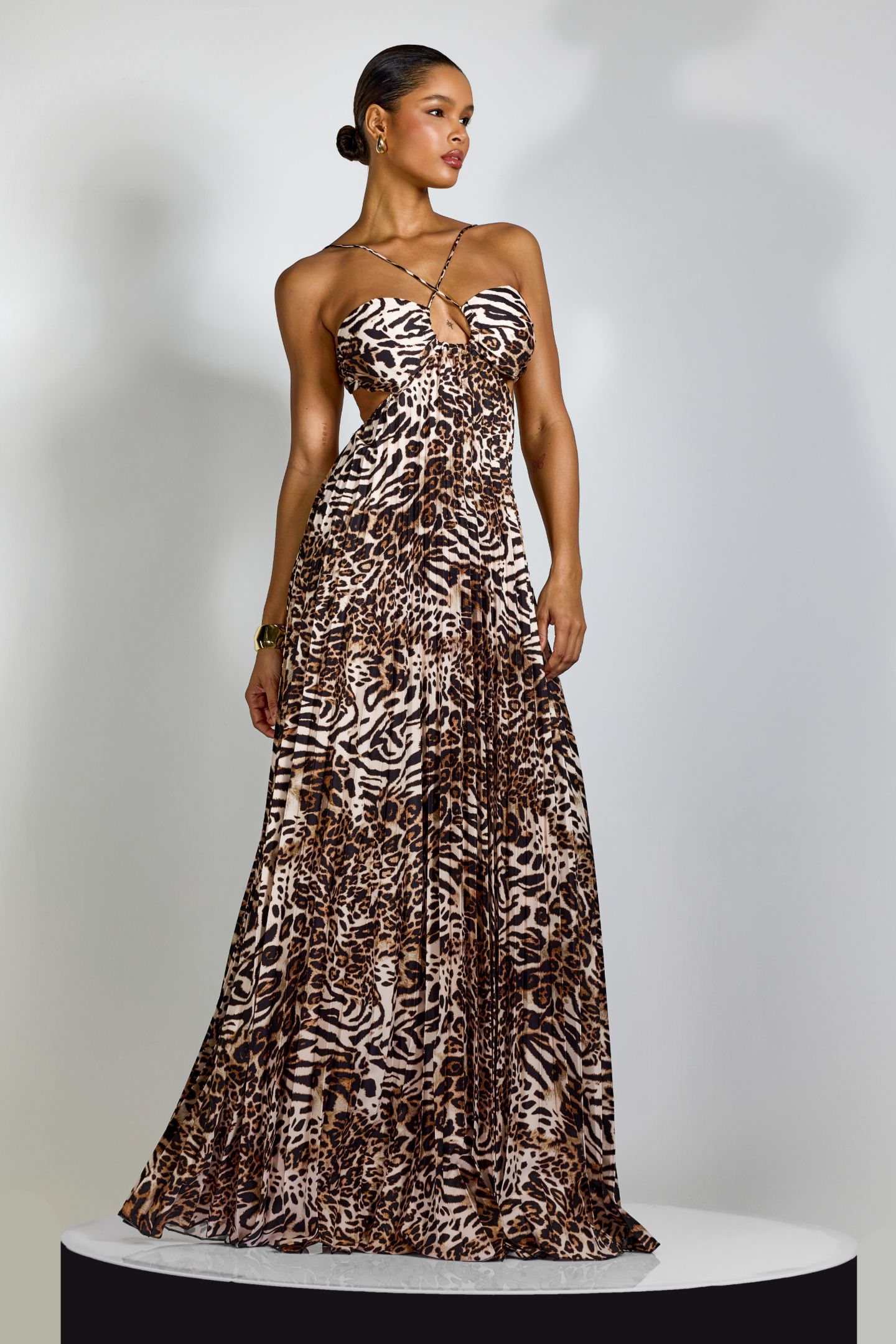 Megan Leopard Print Cutout Maxi Dress