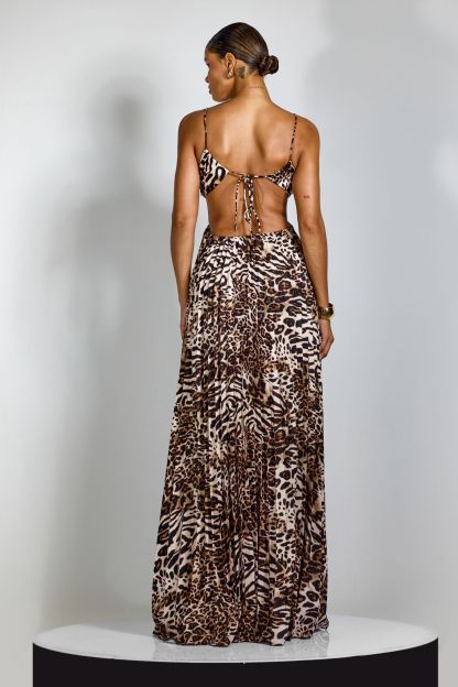 Megan Leopard Print Cutout Maxi Dress
