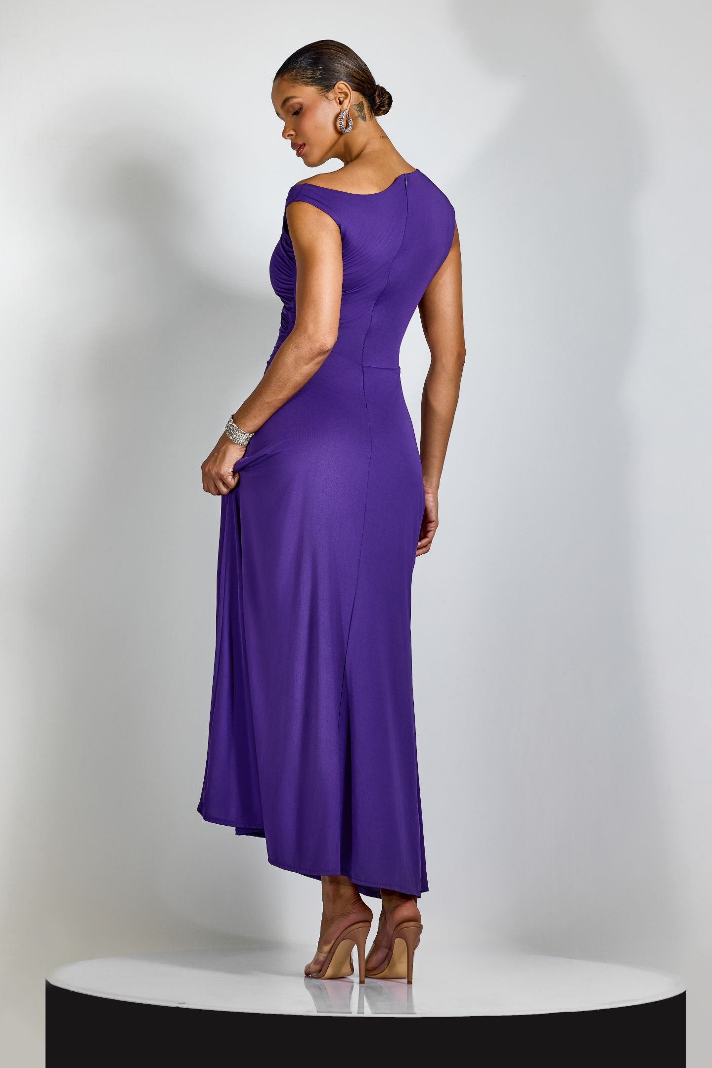 Veleda Asymmetric Neck Draped Maxi Dress