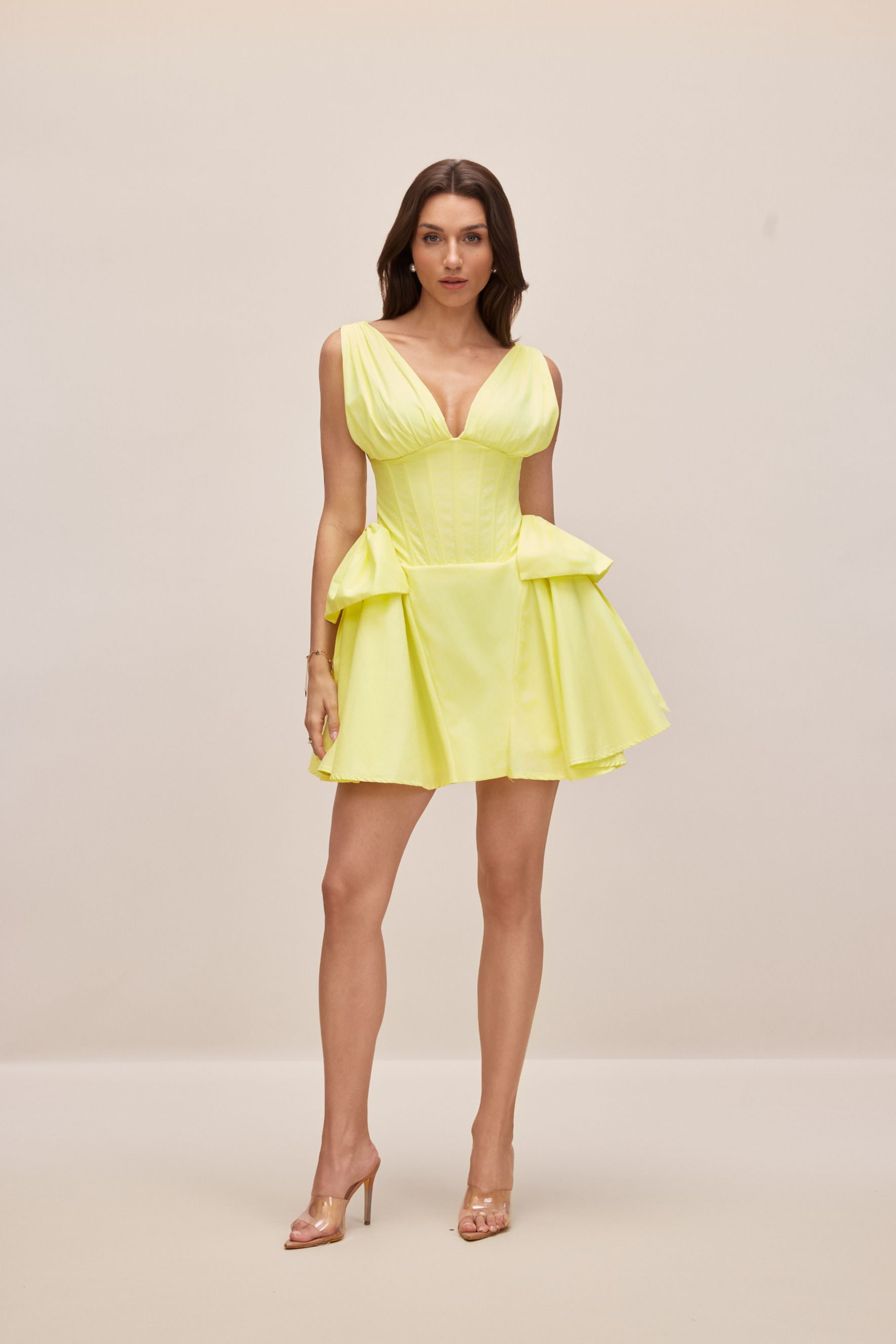 Ramona Deep V Neck Bowknot Mini Dress