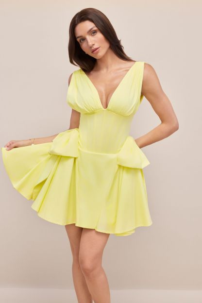 Ramona Deep V Neck Bowknot Mini Dress