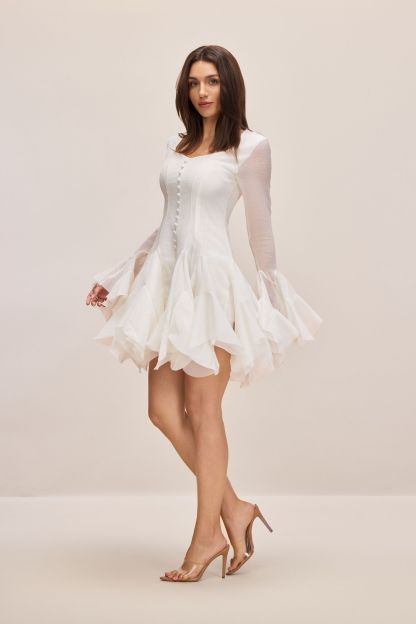 Miranda Long Sleeve Asymmetric Hem Mini Dress