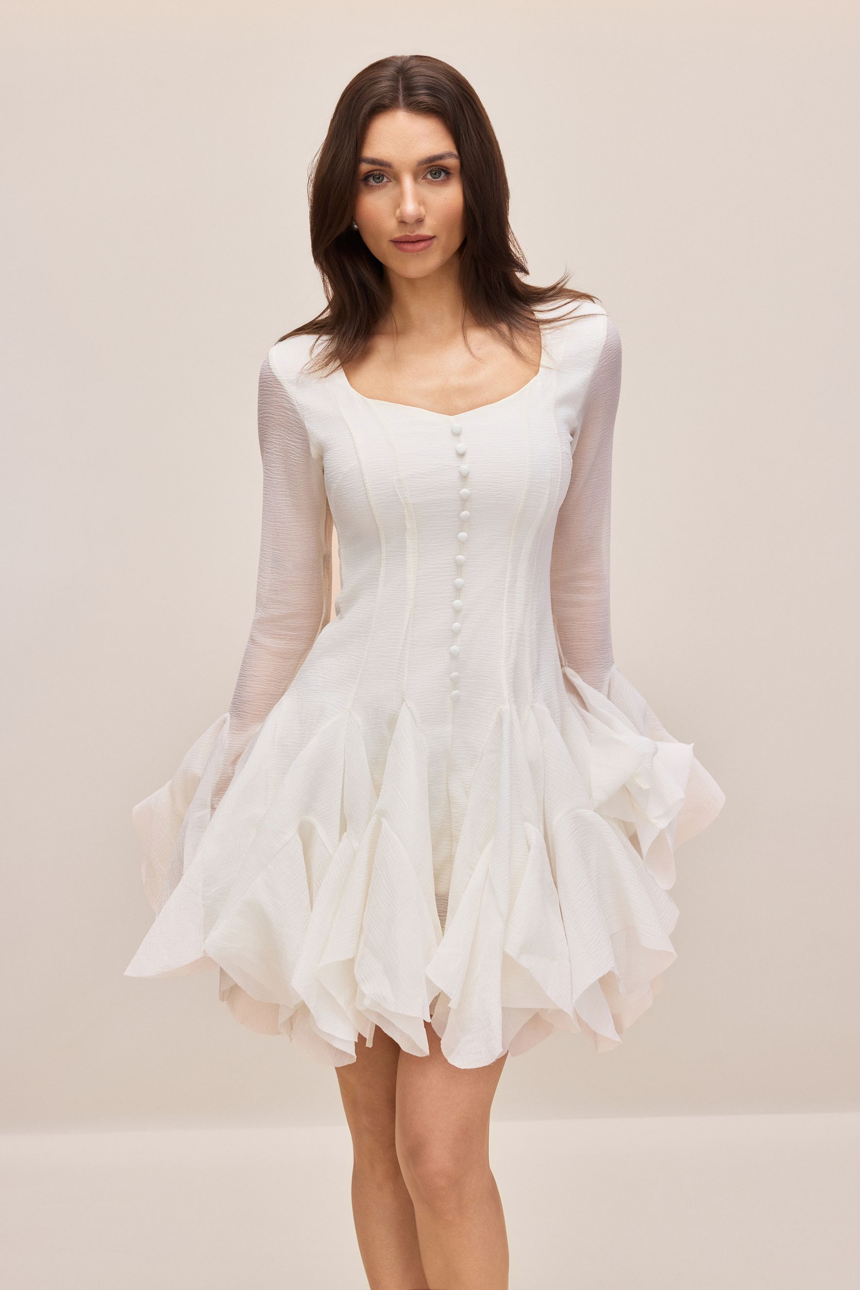 Miranda Long Sleeve Asymmetric Hem Mini Dress