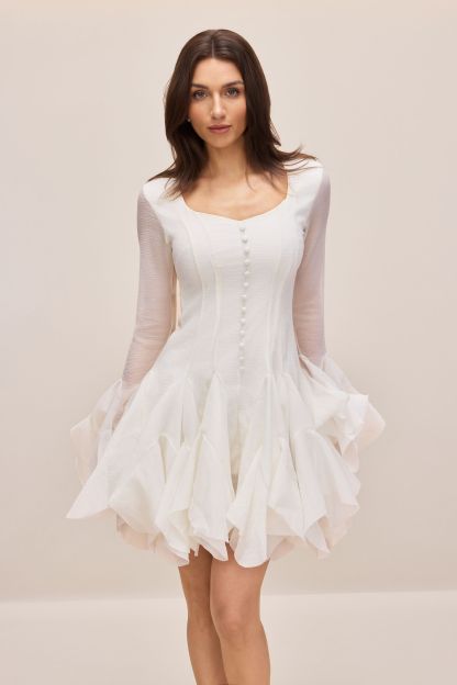 Miranda Long Sleeve Asymmetric Hem Mini Dress