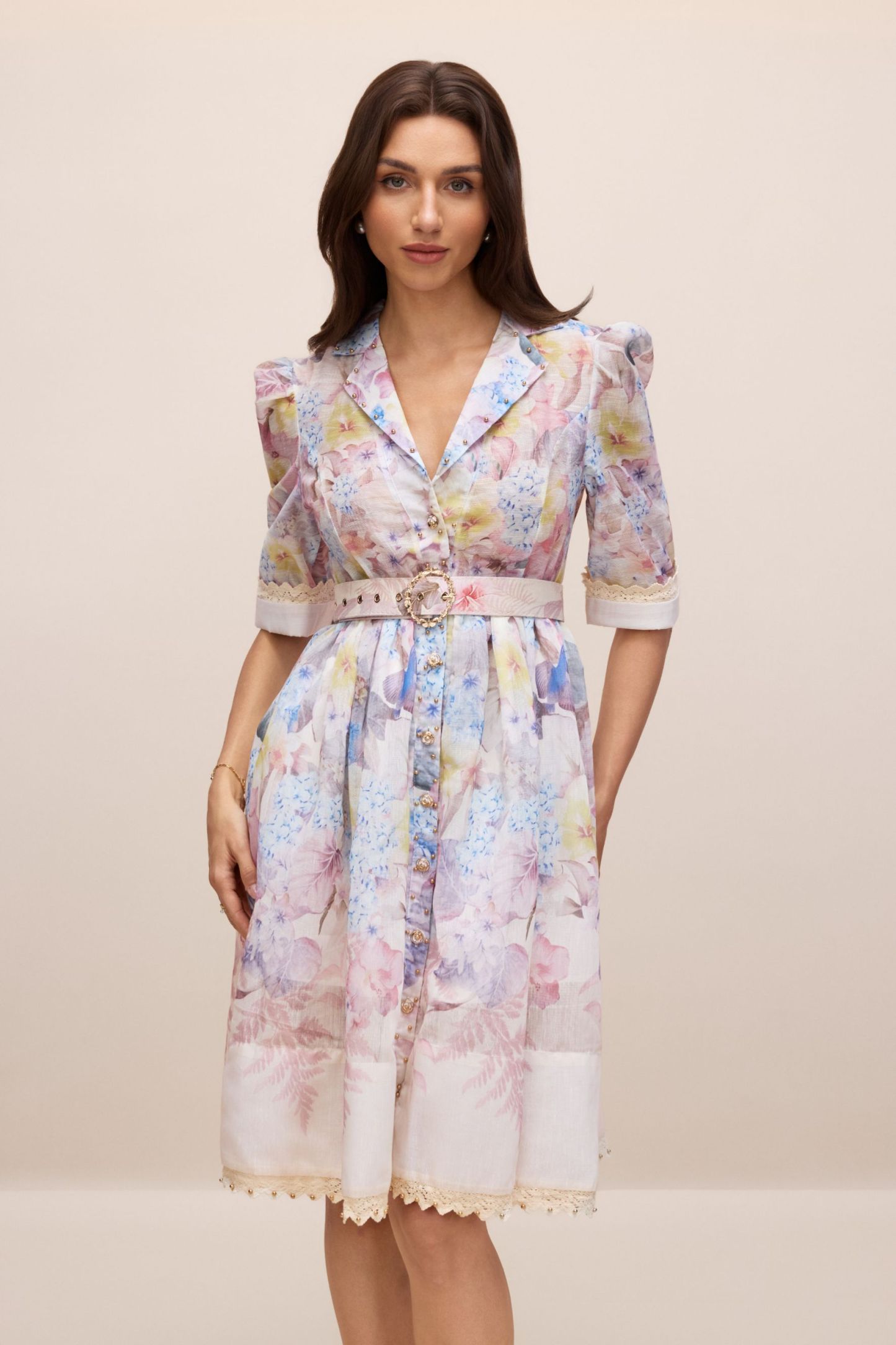 Peggy Floral Print Short Sleeve Mini Dress