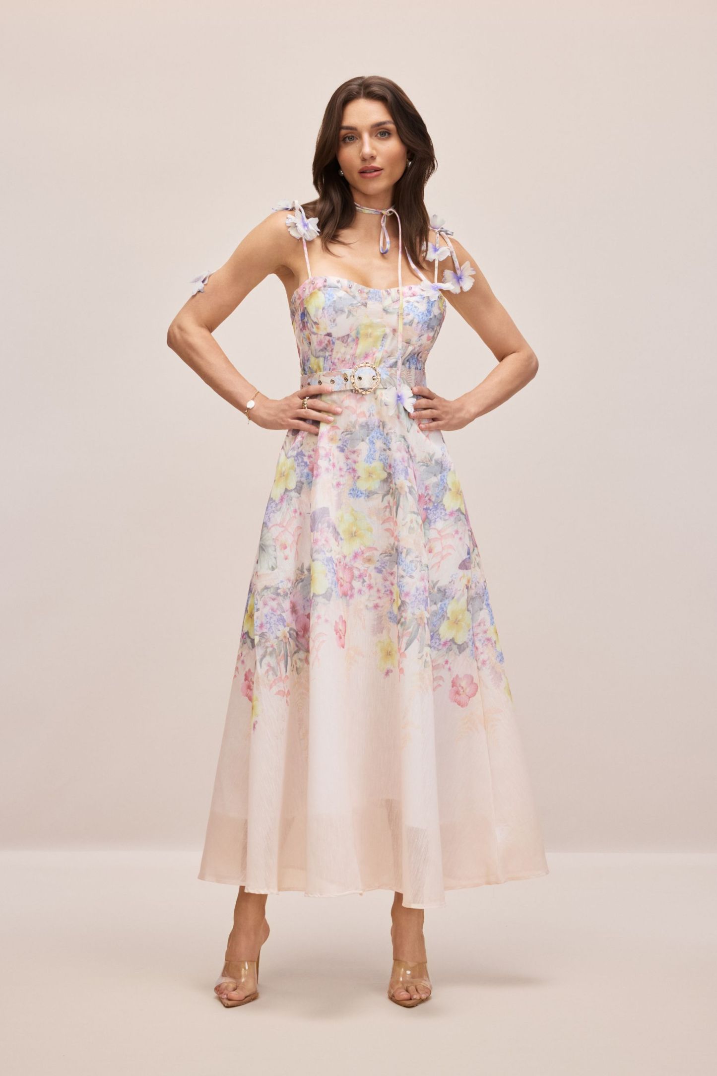 Tasha Floral Strap Corset Maxi Dress