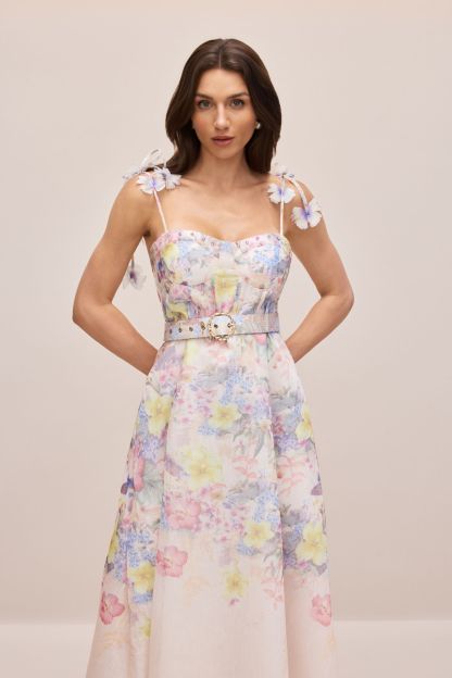 Tasha Floral Strap Corset Maxi Dress