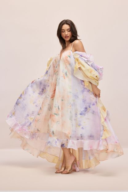 Elena Floral Print Ruffle Maxi Dress
