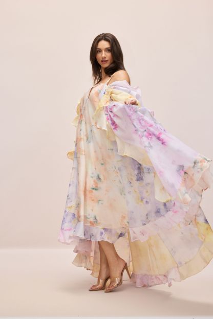 Elena Floral Print Ruffle Maxi Dress