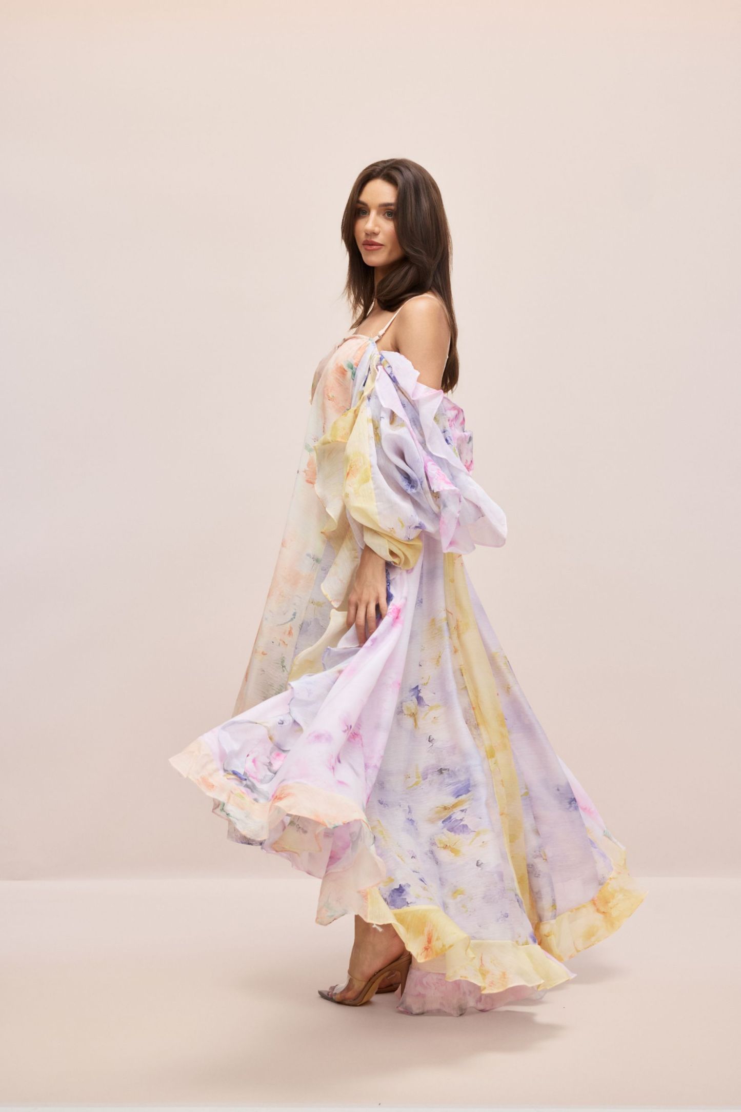 Elena Floral Print Ruffle Maxi Dress