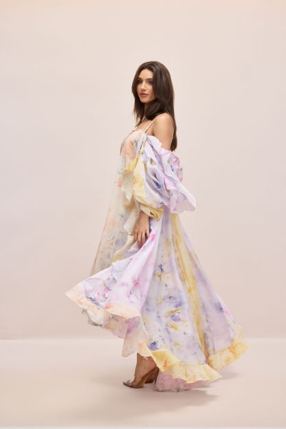 Elena Floral Print Ruffle Maxi Dress