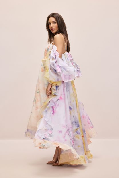 Elena Floral Print Ruffle Maxi Dress