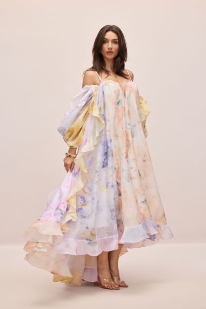 Elena Floral Print Ruffle Maxi Dress