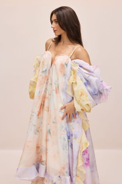 Elena Floral Print Ruffle Maxi Dress