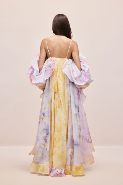 Elena Floral Print Ruffle Maxi Dress