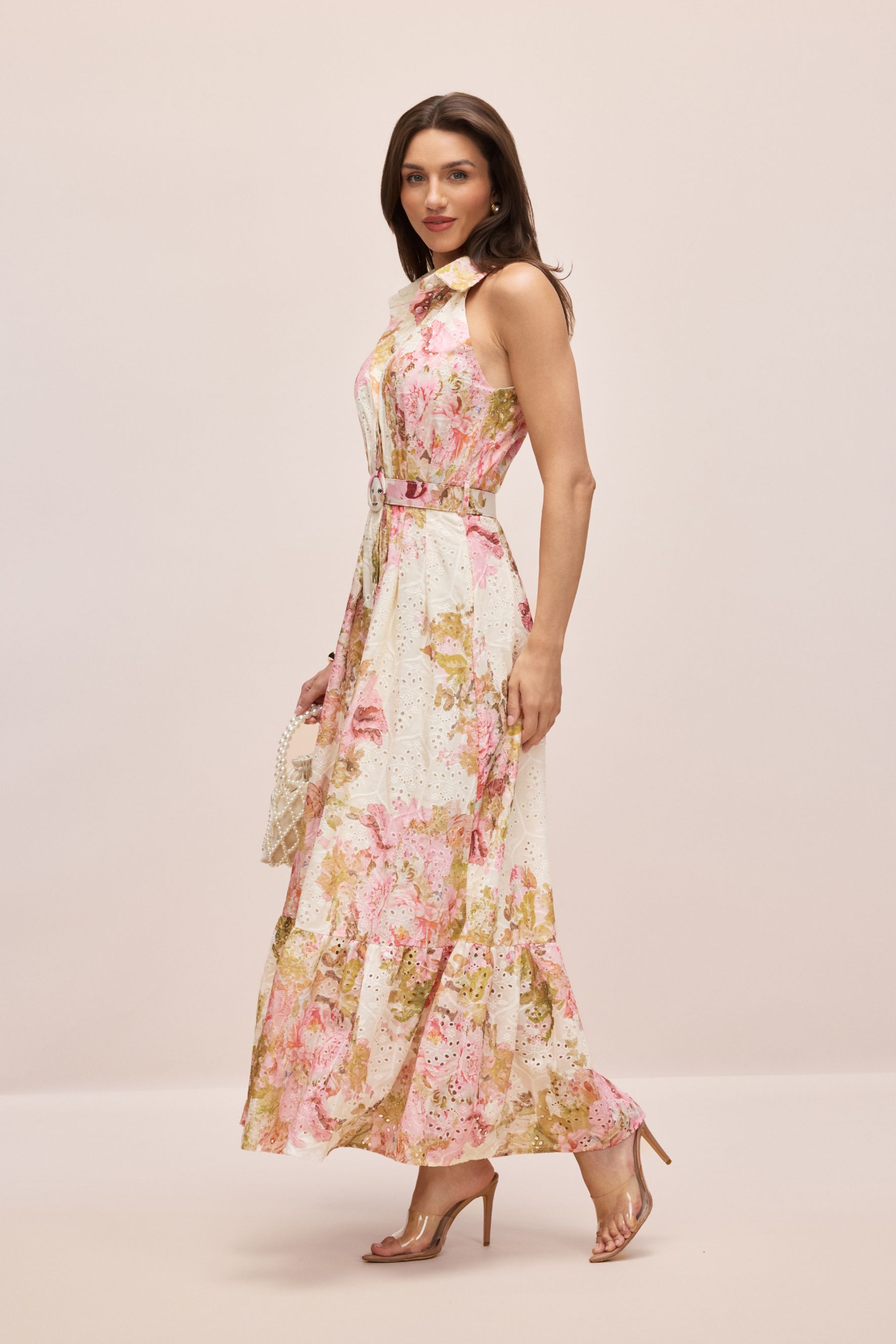 Shirley Floral Print Broderie Maxi Dress