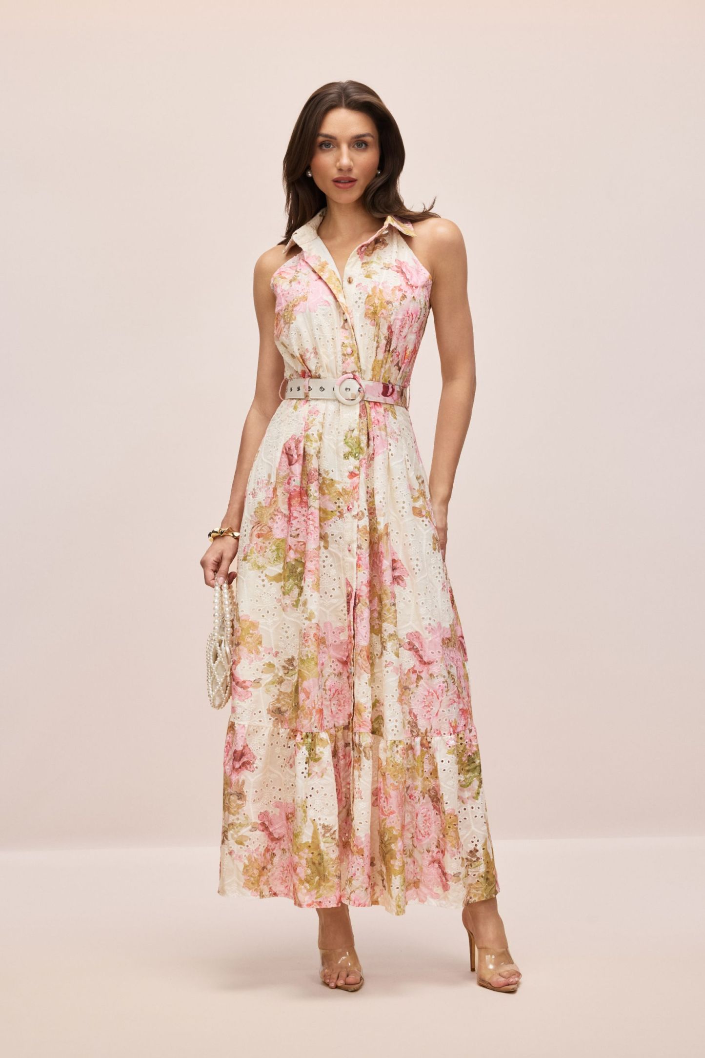 Shirley Floral Print Broderie Maxi Dress