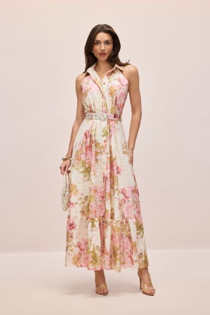 Shirley Floral Print Broderie Maxi Dress