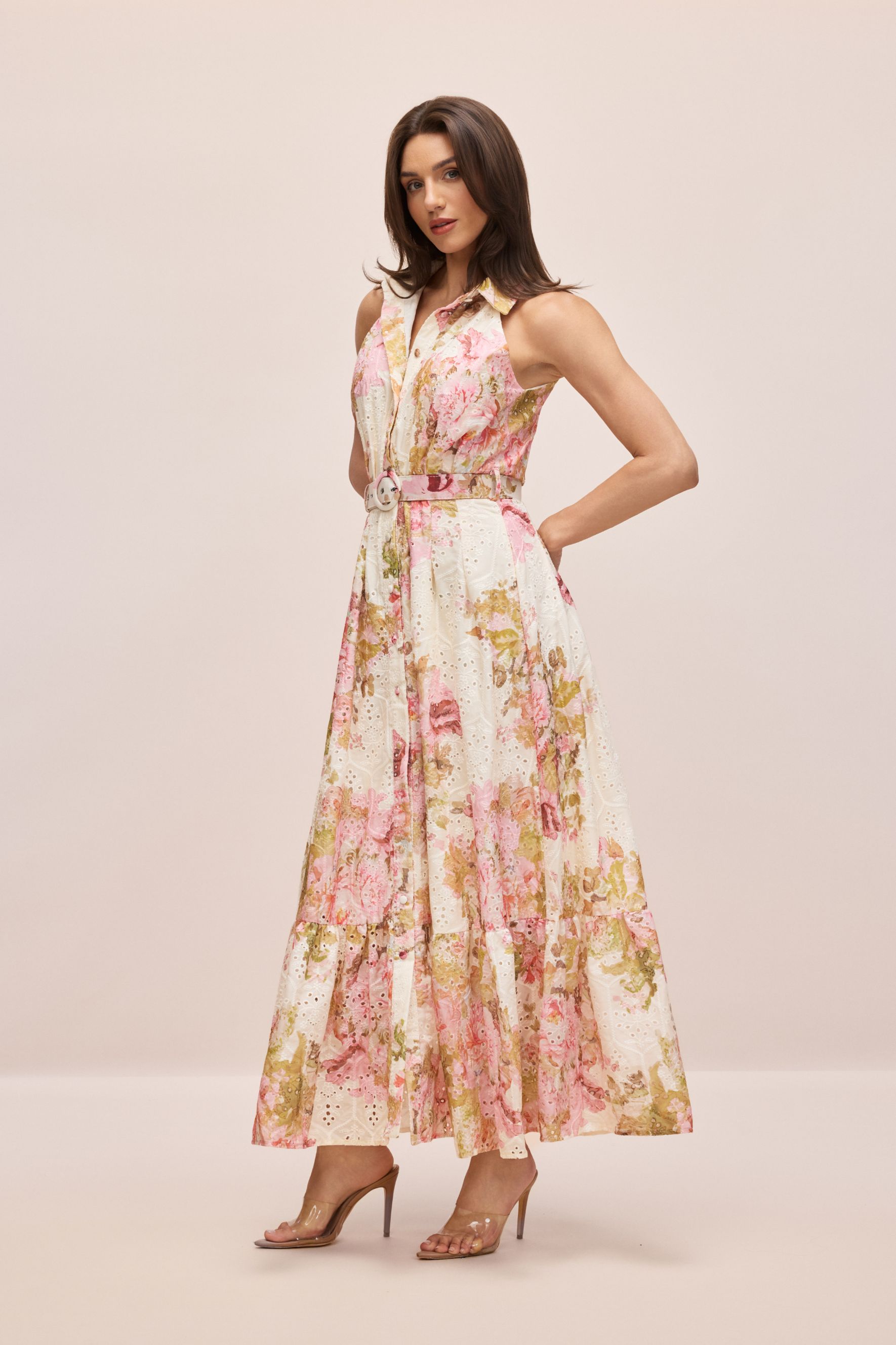 Shirley Floral Print Broderie Maxi Dress