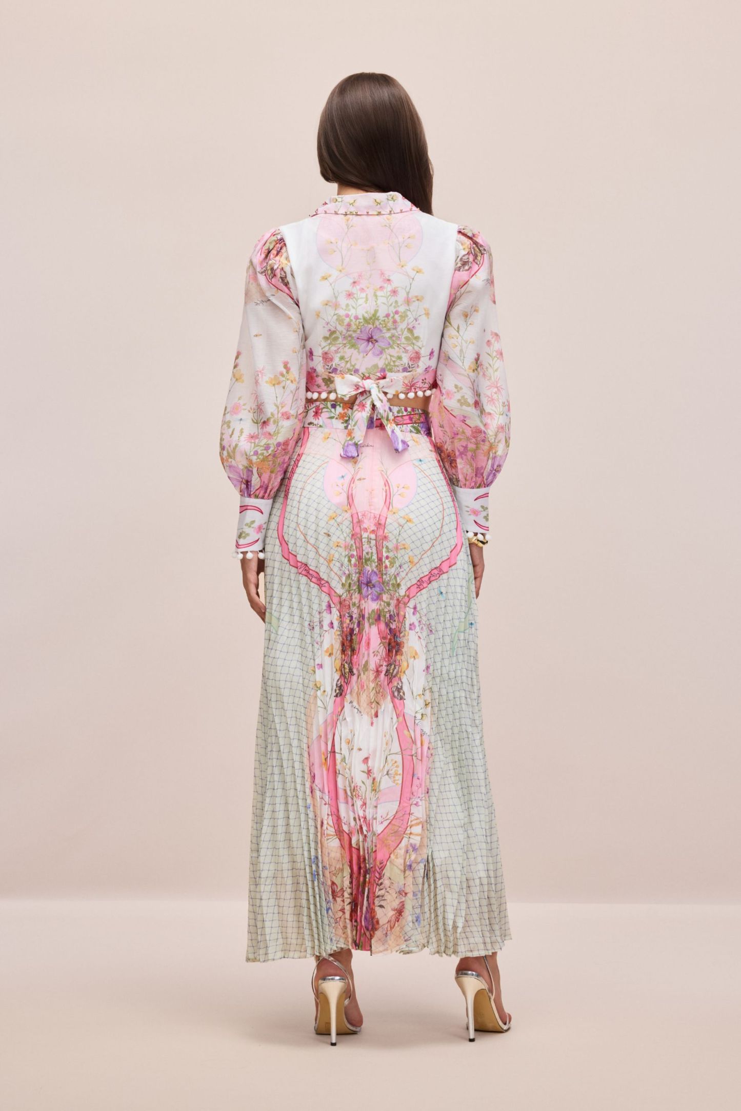 Regina Floral Print Crop Top & Pleated Skirt Set