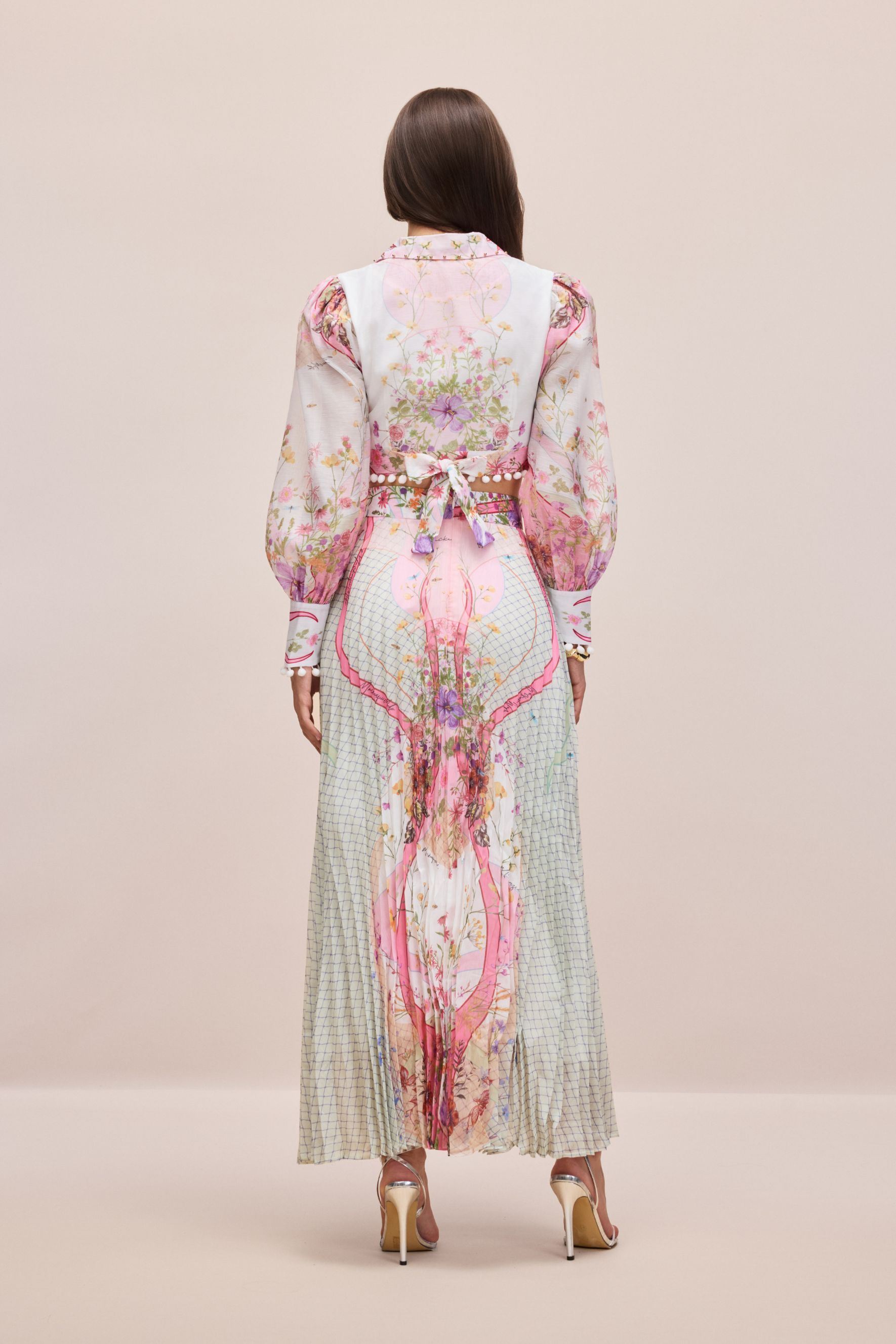Regina Floral Print Crop Top & Pleated Skirt Set