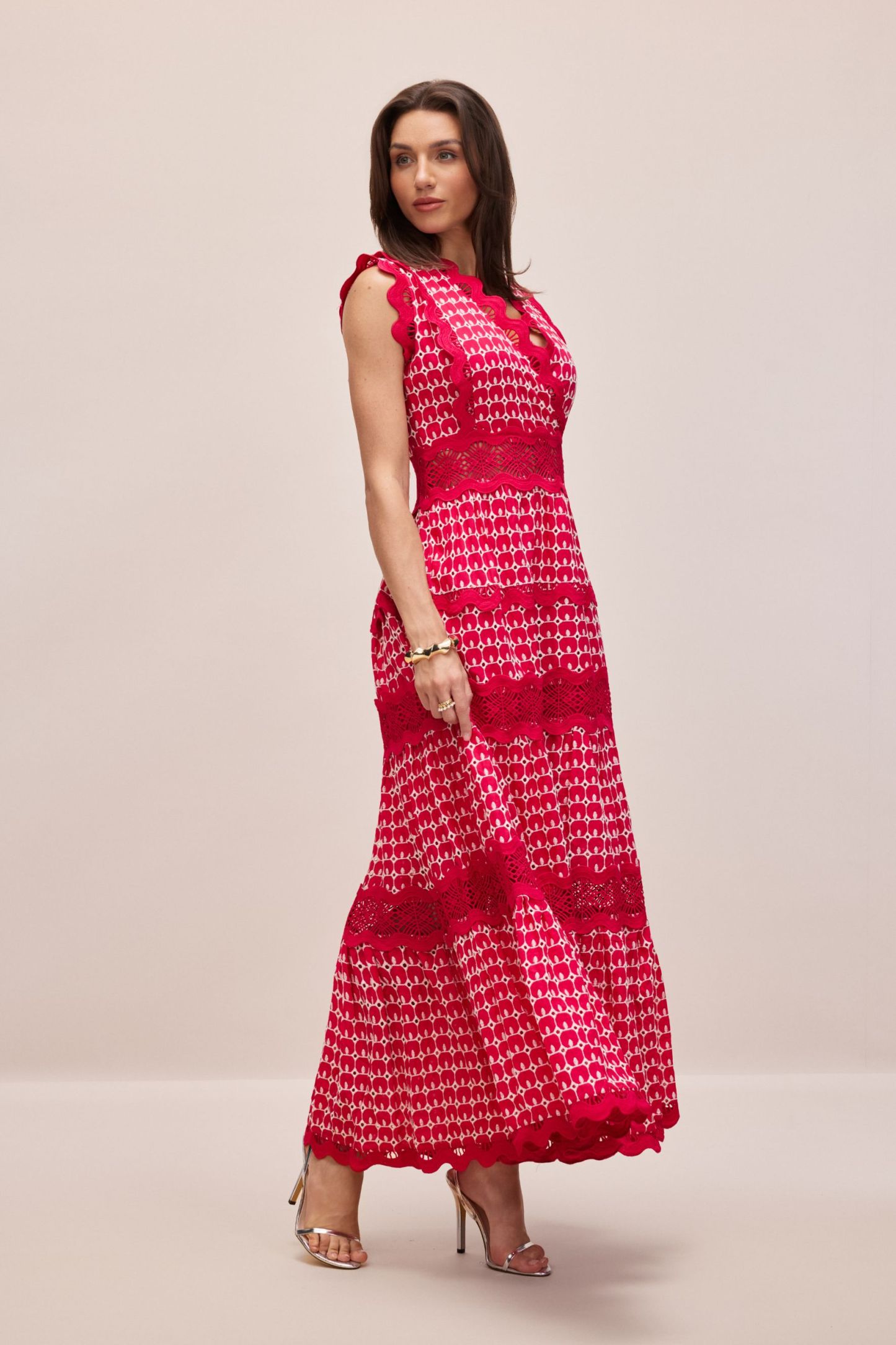 Louisa V-neck Embroidered Lace Maxi Dress