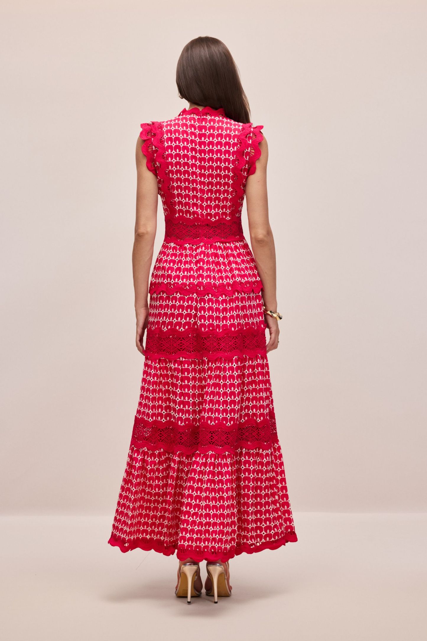 Louisa V-neck Embroidered Lace Maxi Dress