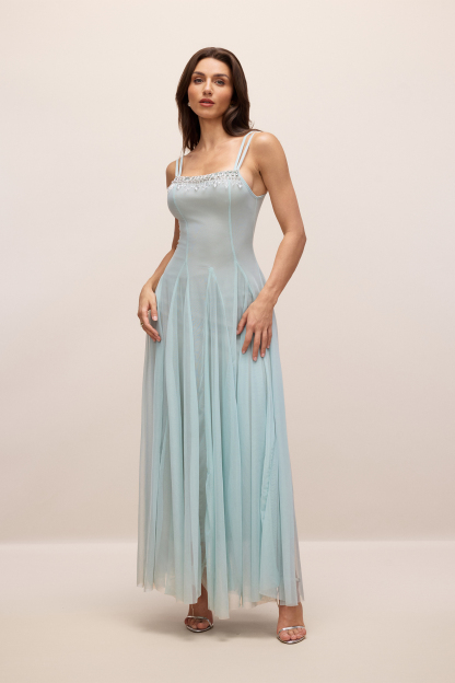 Agatha Crystal Embellished Tulle Maxi Dress