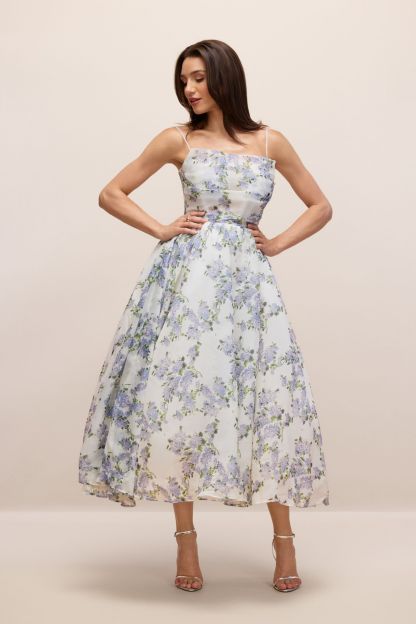 Ella Floral Printed Chiffon Midi Dress