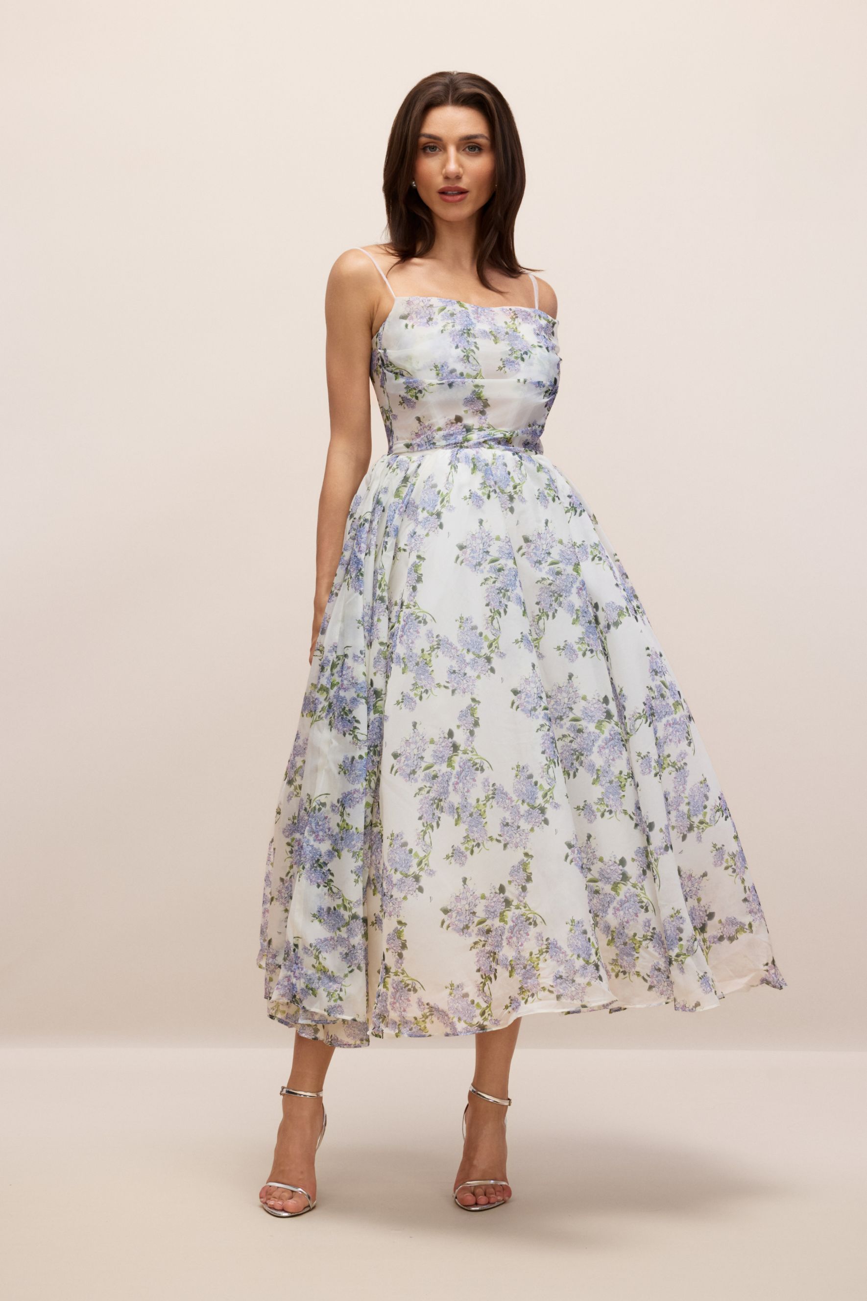 Ella Floral Printed Chiffon Midi Dress