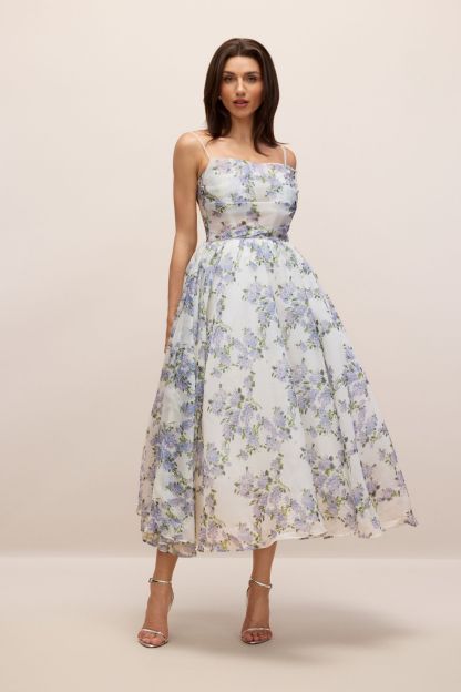 Ella Floral Printed Chiffon Midi Dress