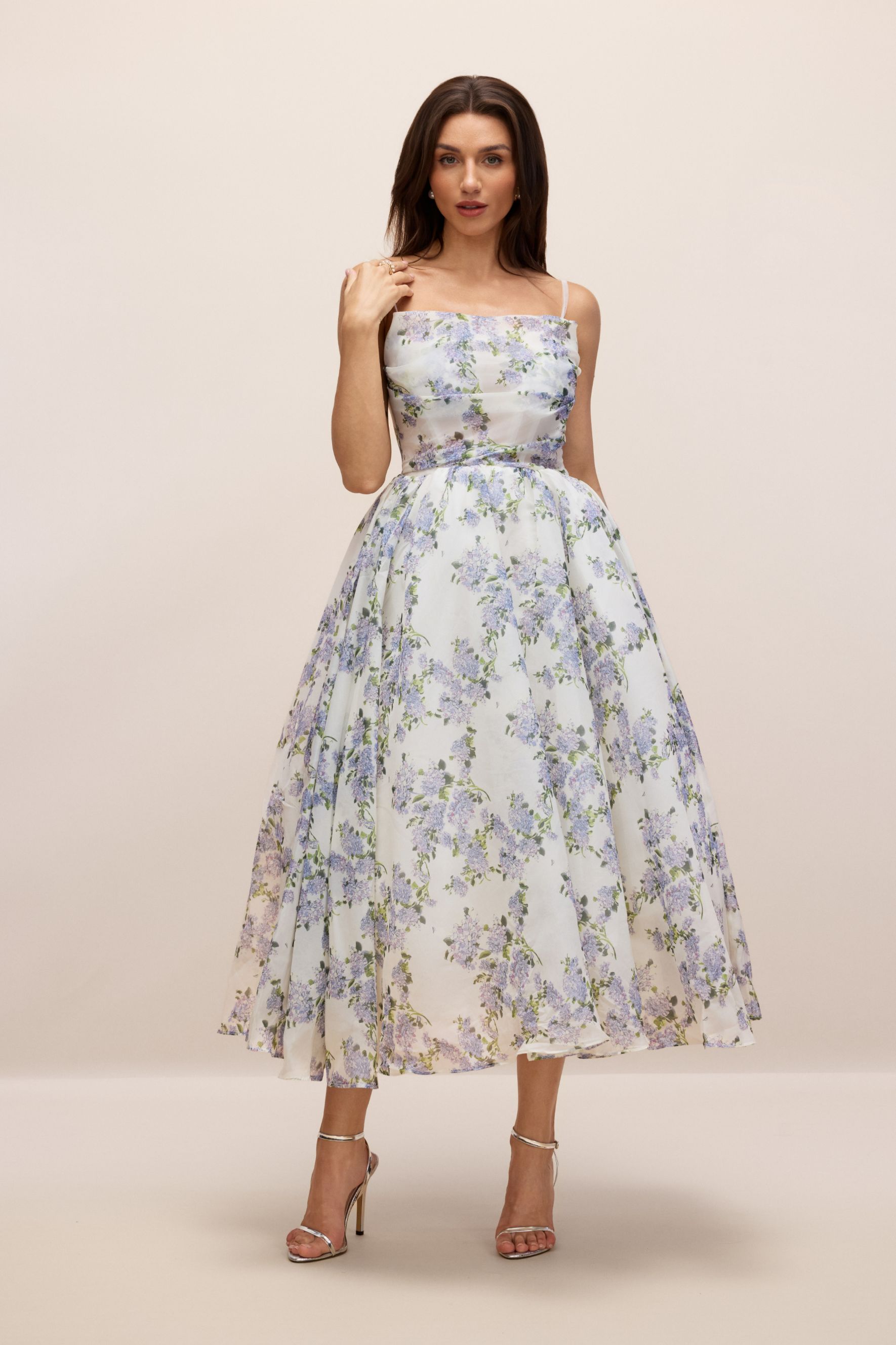Ella Floral Printed Chiffon Midi Dress