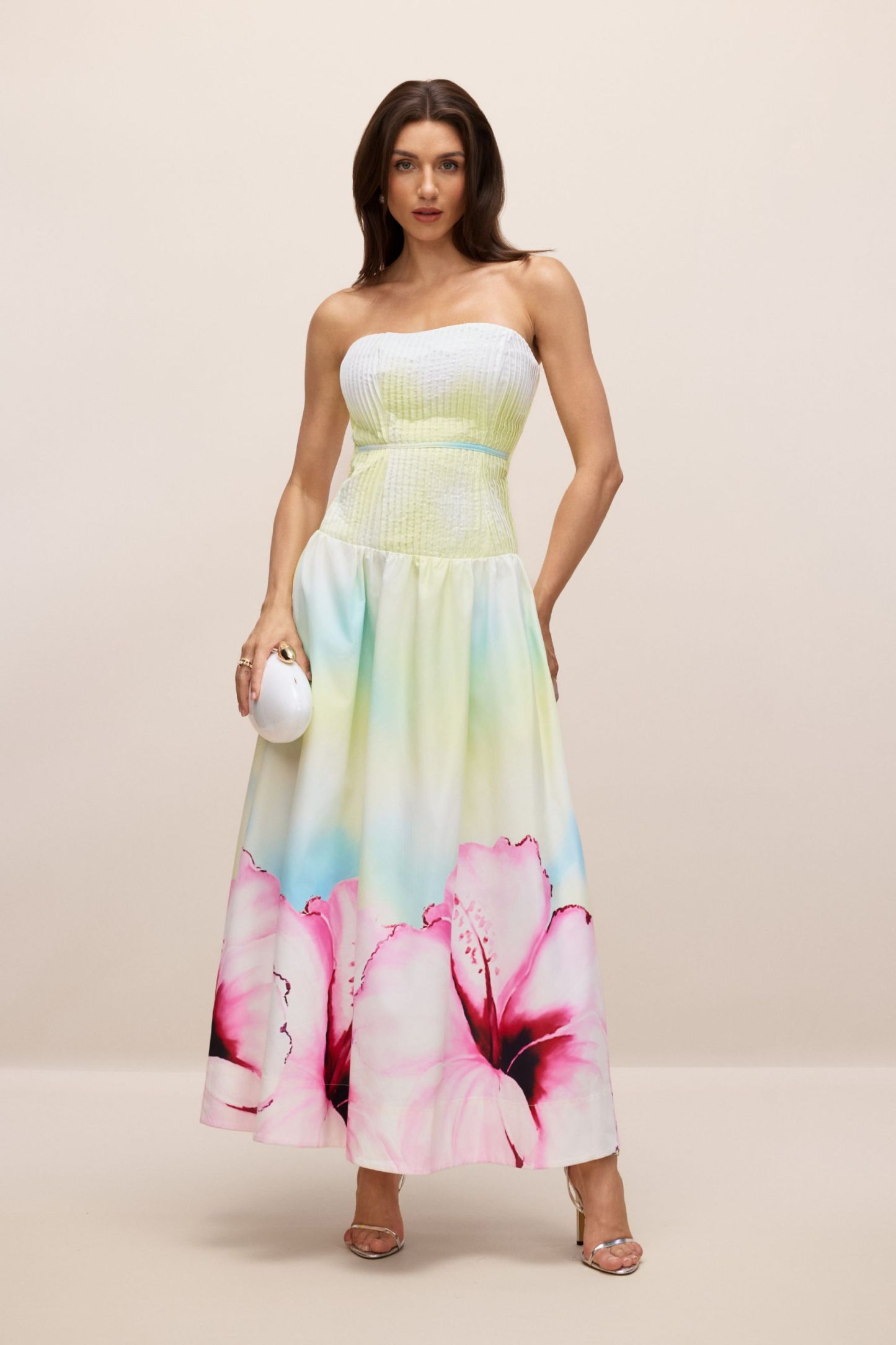 Hermosa Strapless Floral Print Maxi Dress
