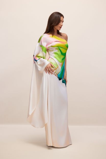 Bernice Printed Single Sleeve Maxi Dress