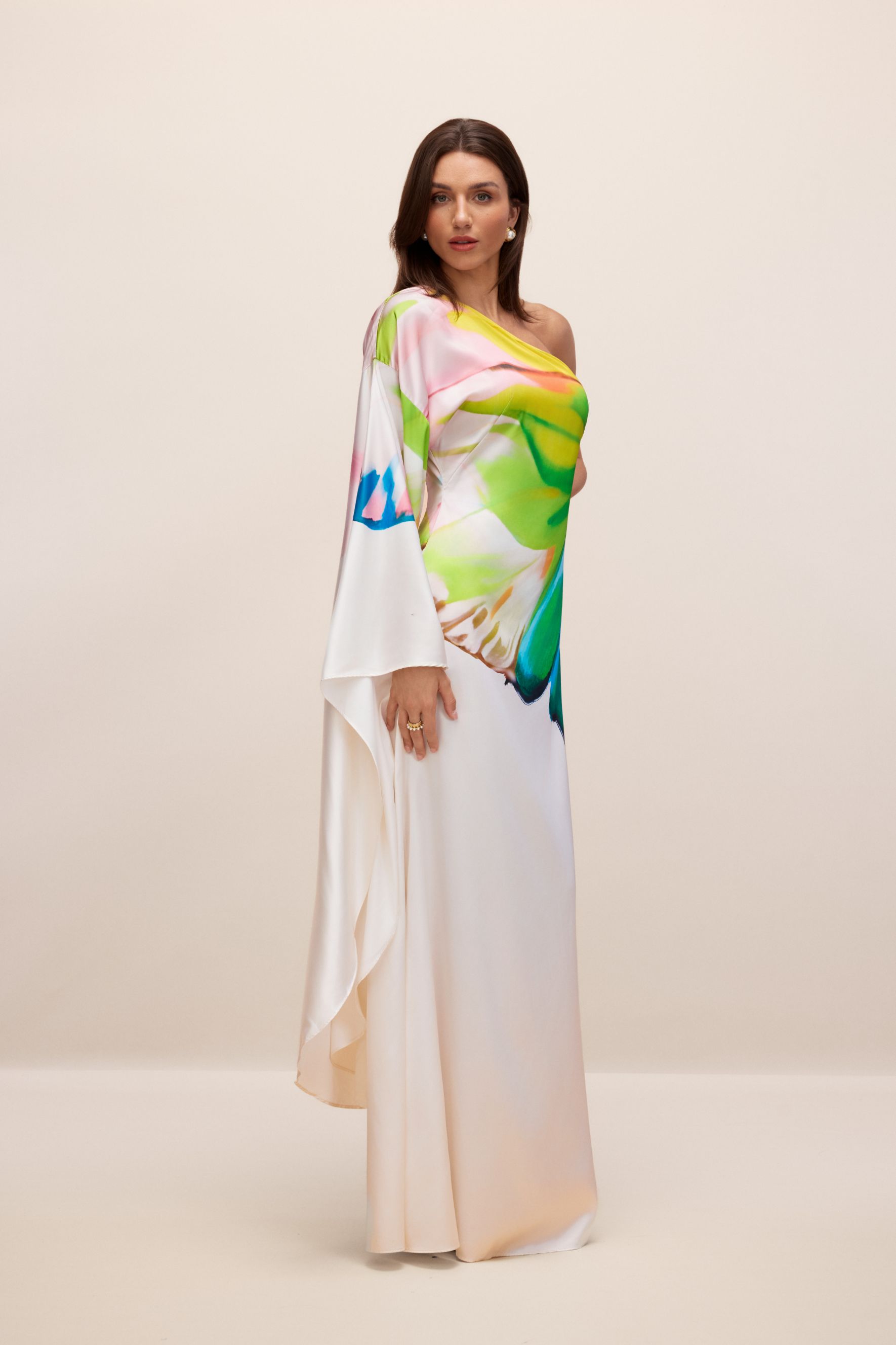 Bernice Printed Single Sleeve Maxi Dress