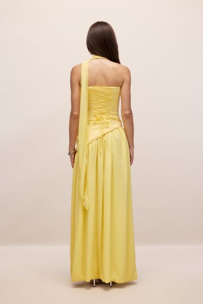 Paula High Slit Asymmetric Maxi Dress with Scarf