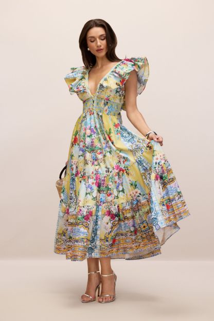 Kerri Floral Print V-Neck Maxi Dress