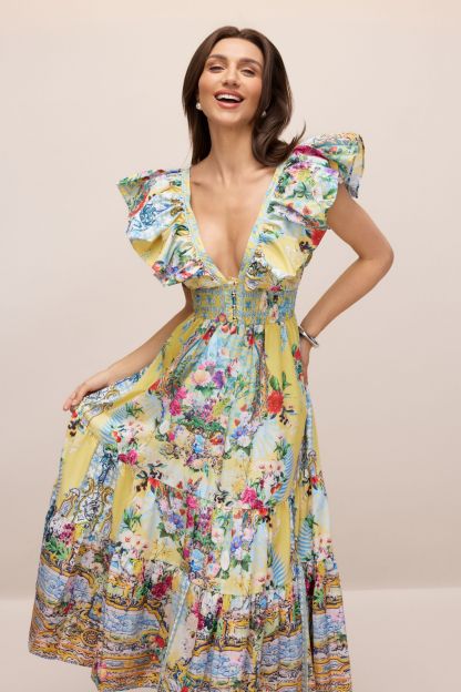 Kerri Floral Print V-Neck Maxi Dress