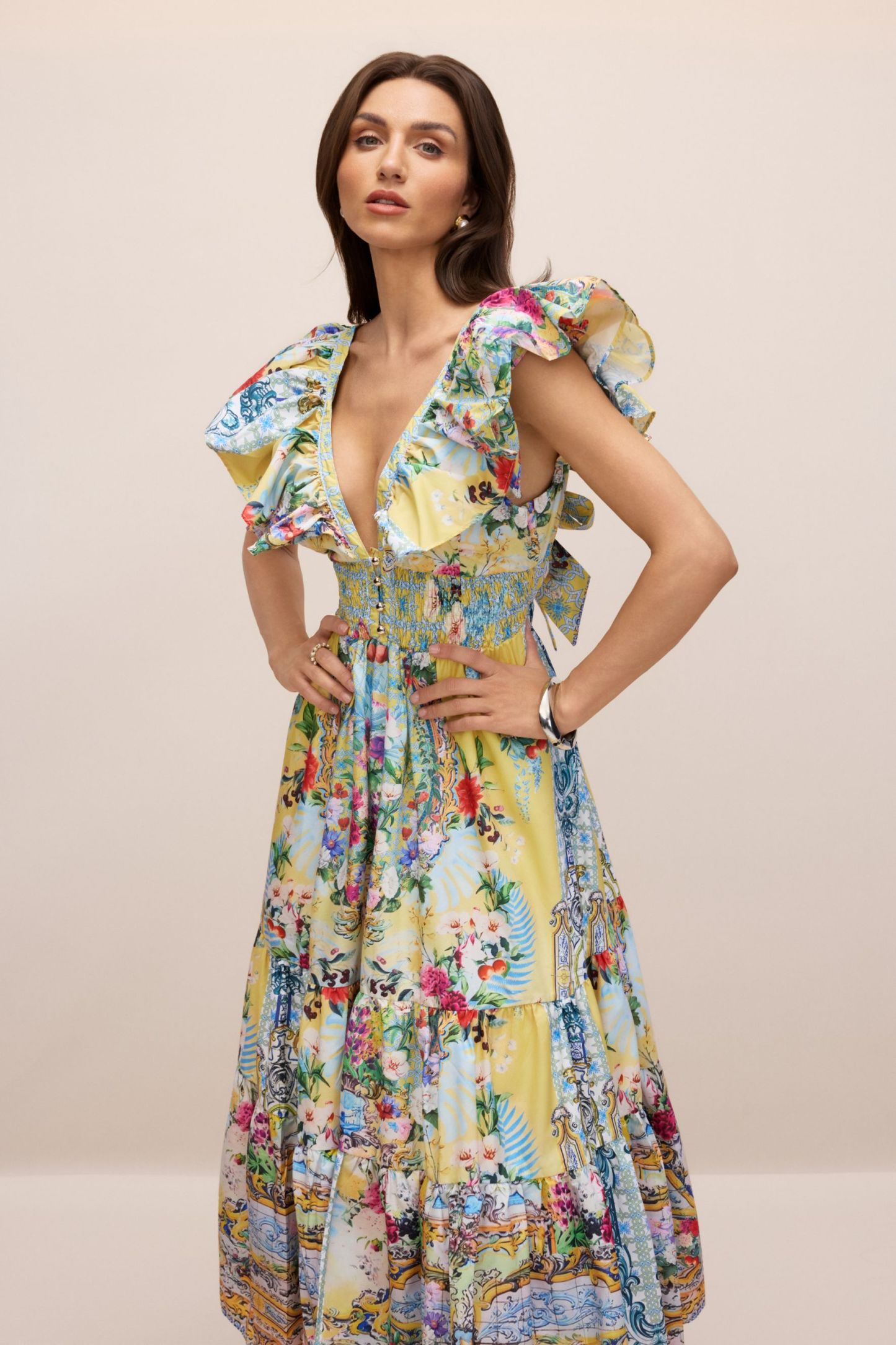 Kerri Floral Print V-Neck Maxi Dress