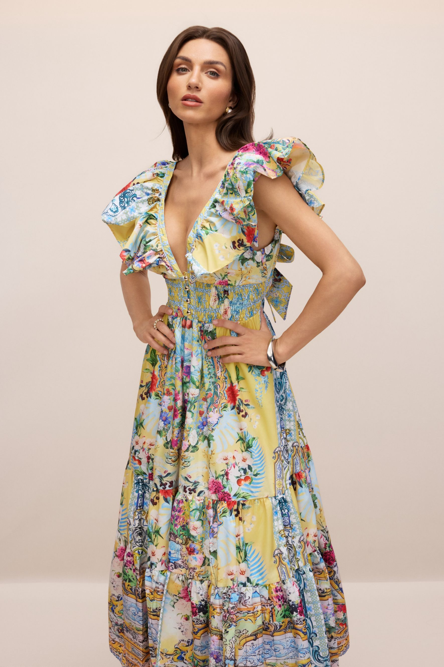 Kerri Floral Print V-Neck Maxi Dress