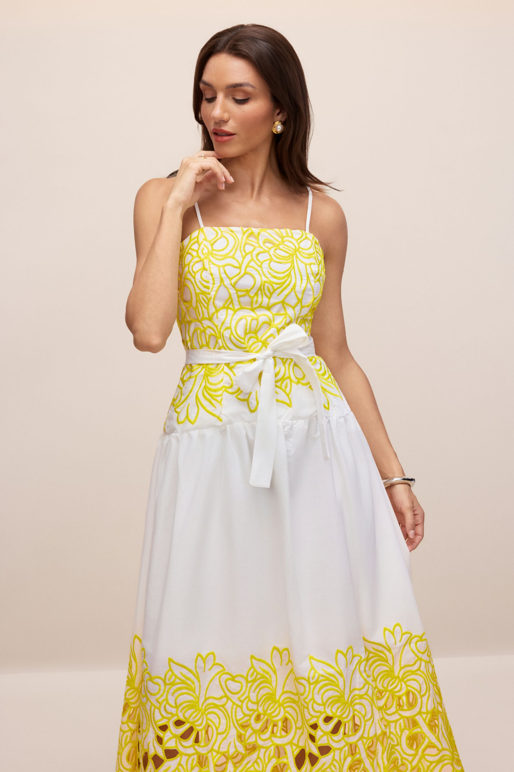 Misty Embroidered Spaghetti Strap Maxi Dress